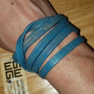 Positive Affirmations Blue Leather Bracelet